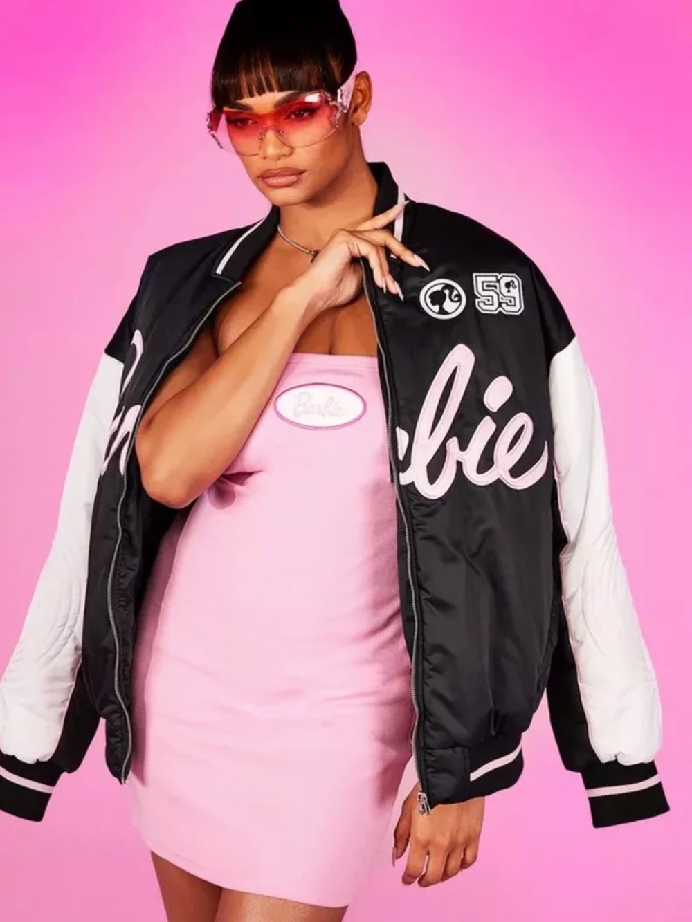 Barbie x Boohoo NWT Bomber Jacket - Picture 2 of 7